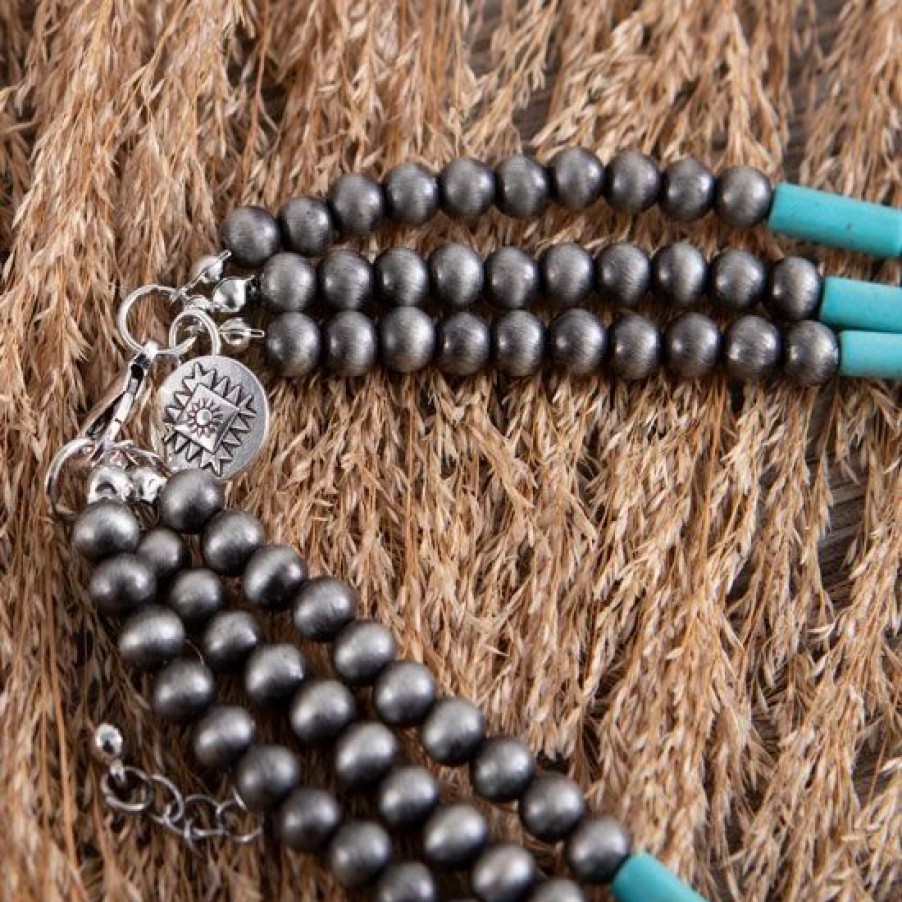 Jewelry * | West And Company Turquoise Strand Beaded Necklace