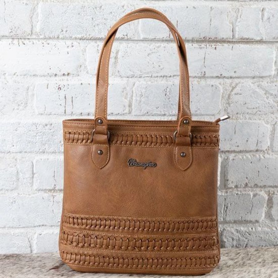 Handbags * | Wrangler Brown Stitch Accent Concealed Carry Tote