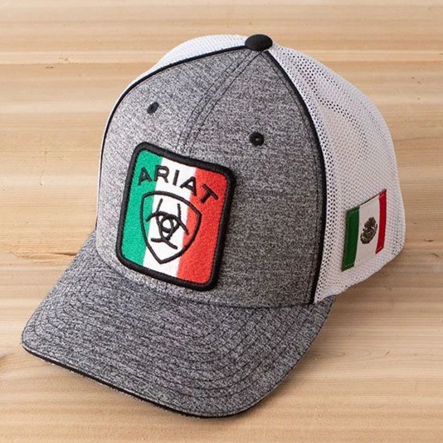 Hats * | Ariat Grey Mexico Snap Back Ball Cap