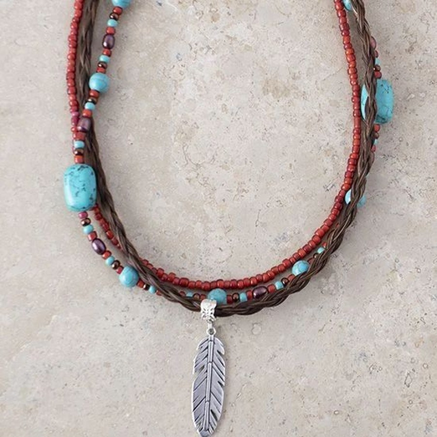 Jewelry * | Cowboy Collectibles Sorrel Horsehair Feather Necklace