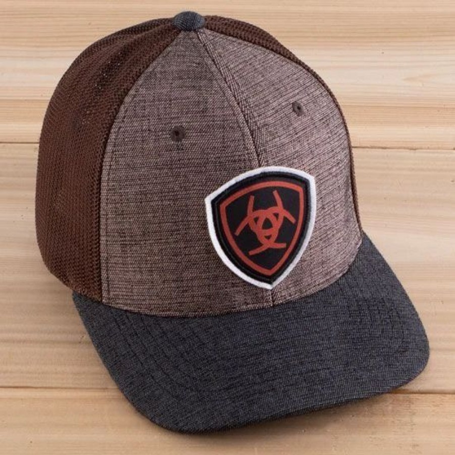 Hats * | Ariat Brown Mesh Back Ball Cap