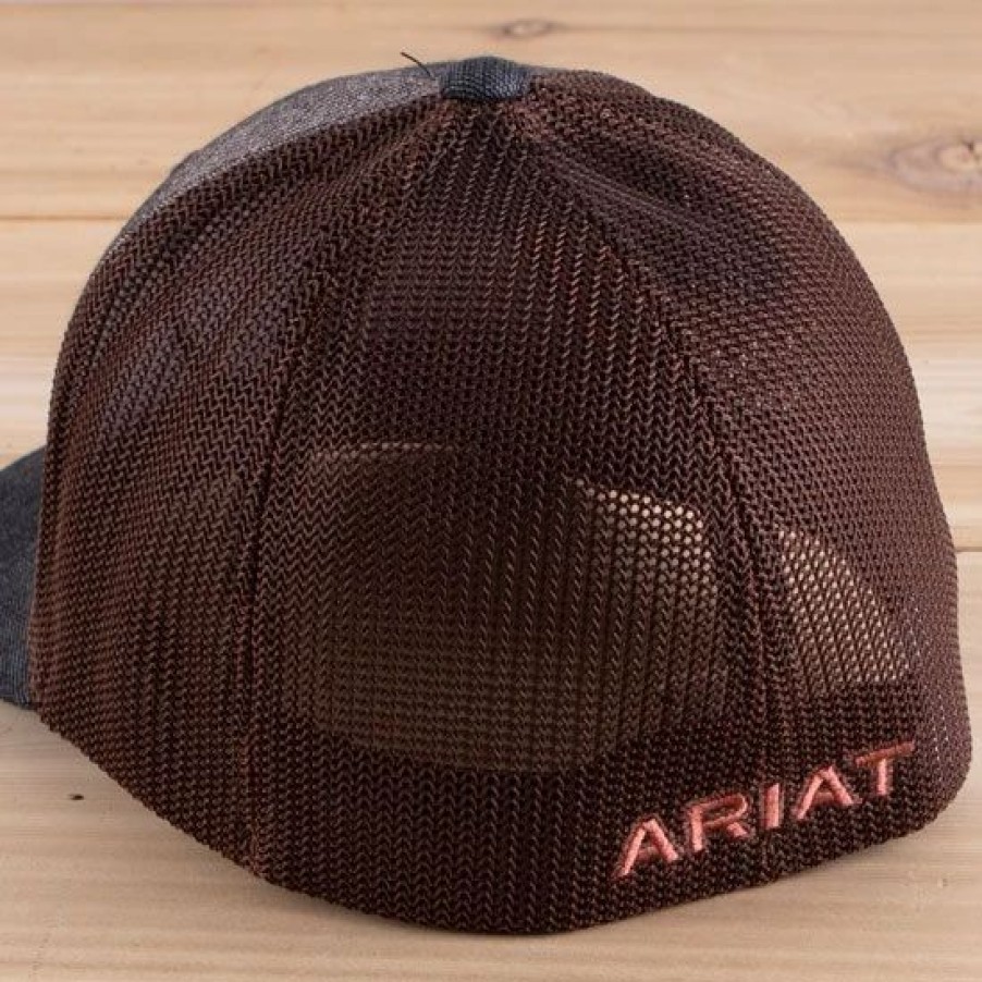 Hats * | Ariat Brown Mesh Back Ball Cap