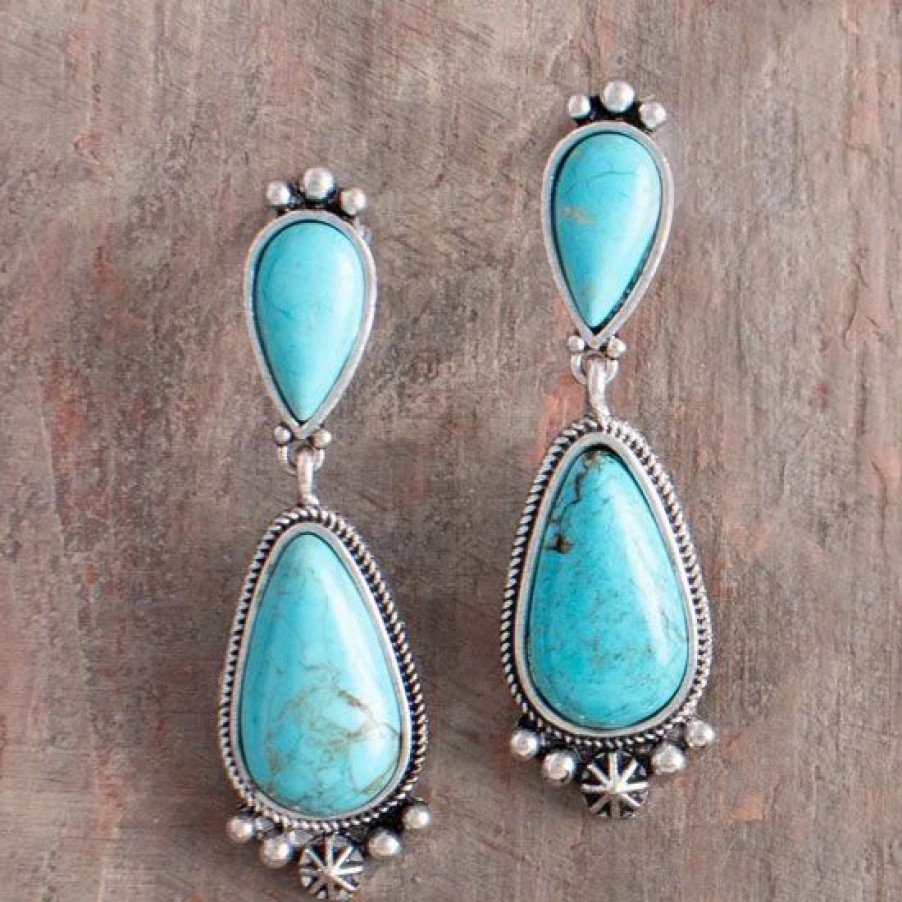 Jewelry * | West And Company Turquoise Teardrop Post Earrings