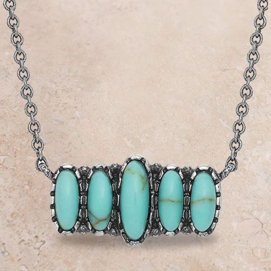 Jewelry * | Montana Silversmiths Turquoise Quint Bar Necklace