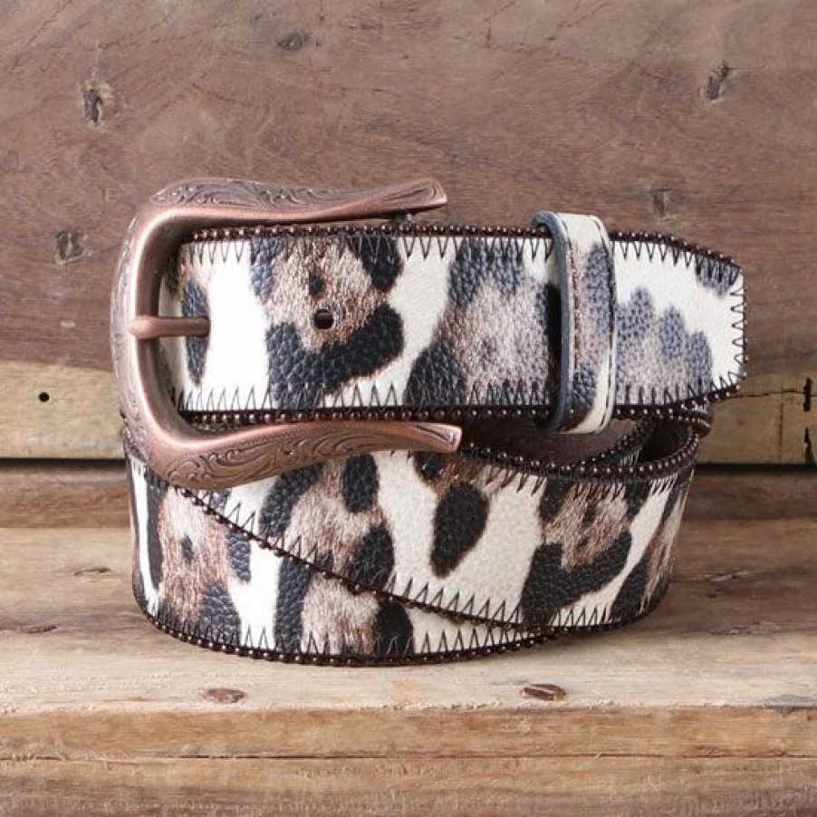 Belts * | Roper Cream Copper Leopard Belt