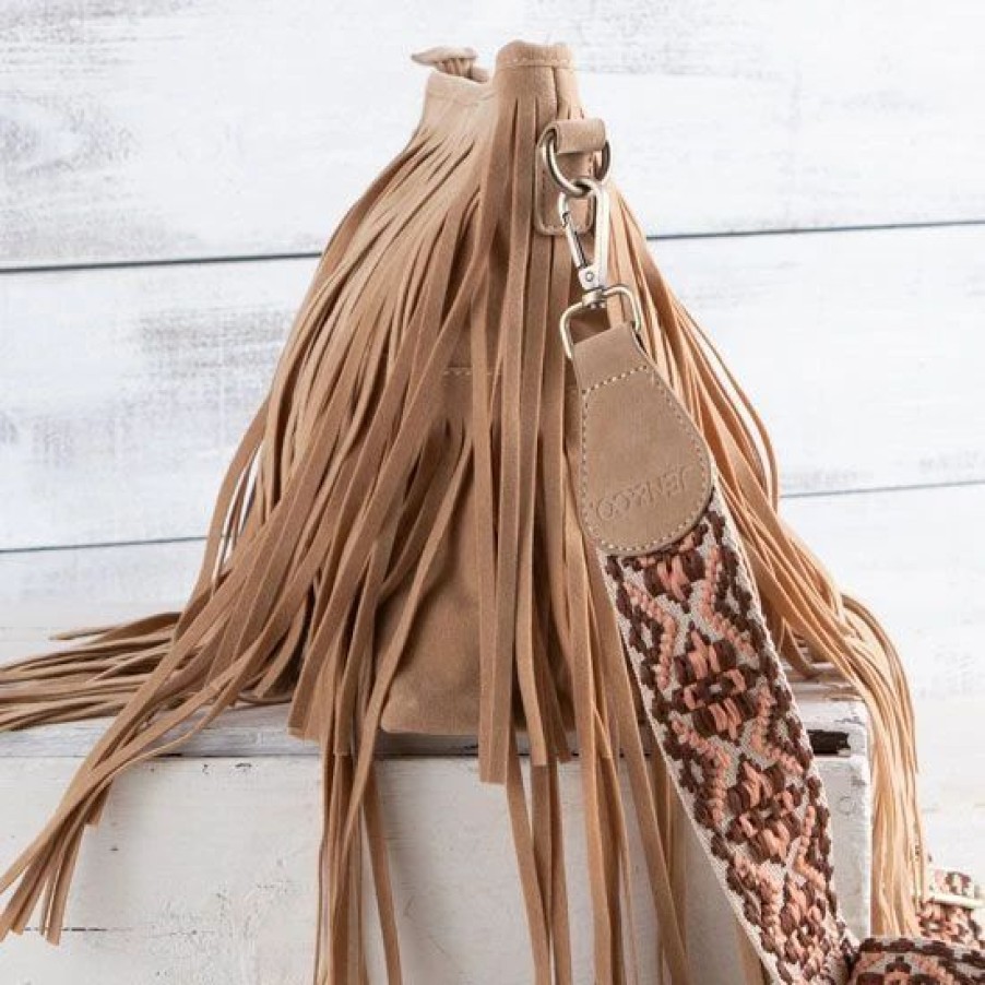 Handbags * | Aztec Tan Fringe Crossbody Bag