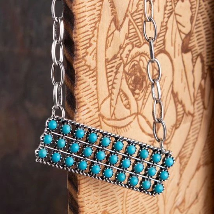 Jewelry * | West And Company Snake Eye Turquoise Bar Necklace