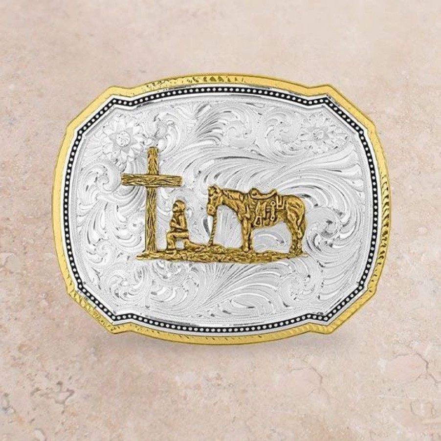 Buckles * | Montana Silversmiths Cut Of Rope Christian Cowboy Buckle