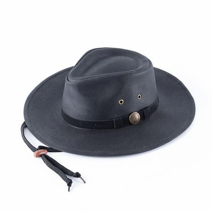 Hats * | Outback Trading Company Black Kodiak Oilskin Hat