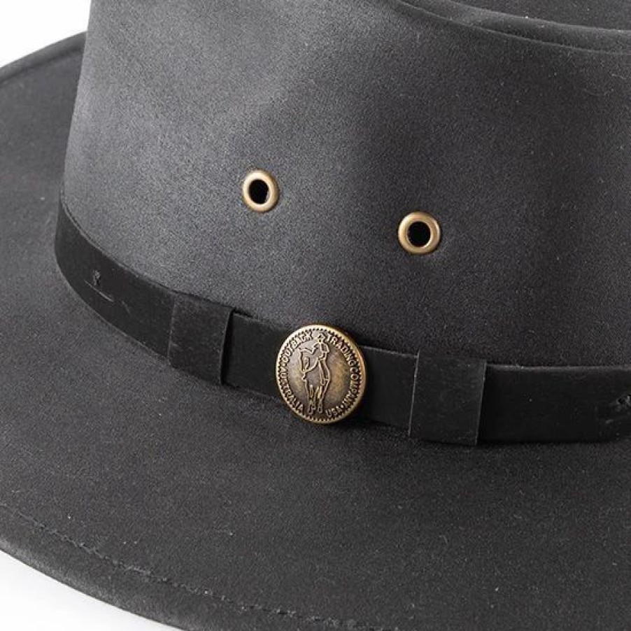 Hats * | Outback Trading Company Black Kodiak Oilskin Hat