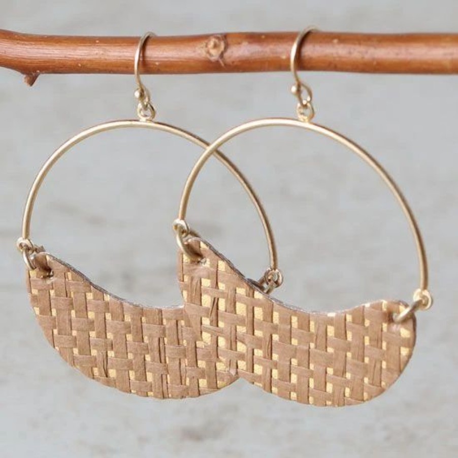 Jewelry * | Western Night Gold And Tan Hoop Earrings