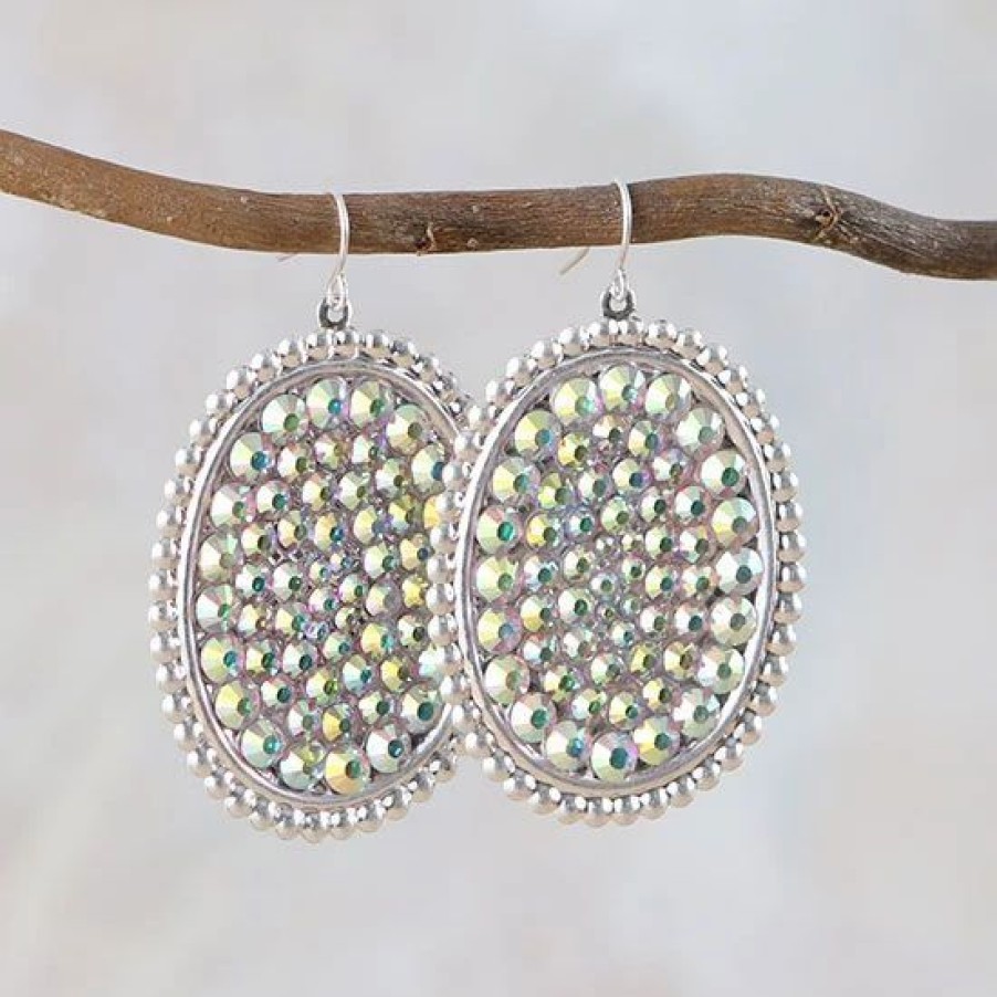 Jewelry * | 806 By Pink Panache Oval Crystal Earrings