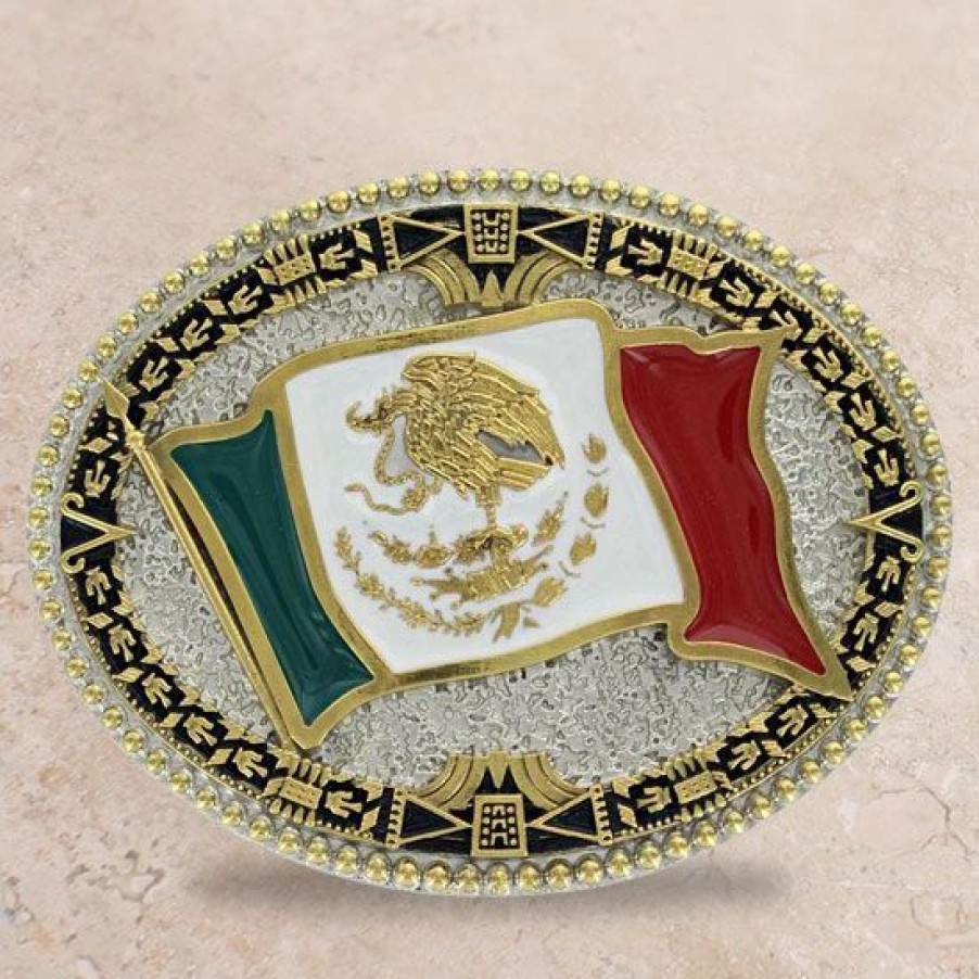 Buckles * | Montana Silversmiths Grand Mexican Flag Attitude Buckle