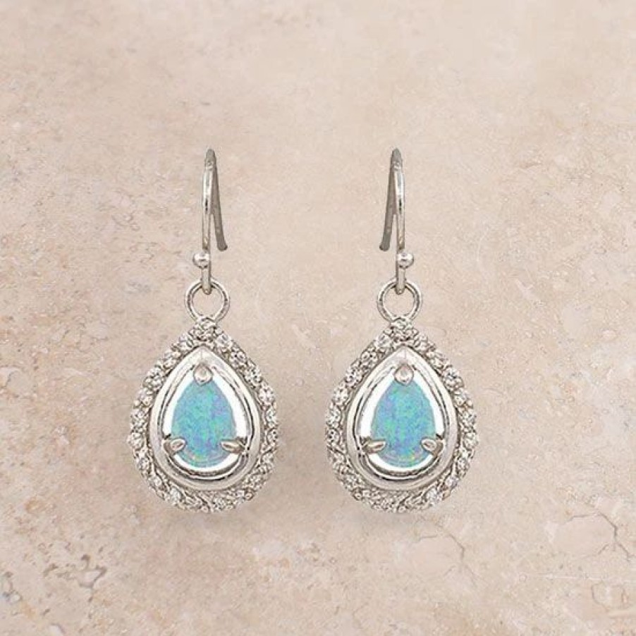 Jewelry * | Montana Silversmiths Montana Teardrop Opal Dangle Earrings