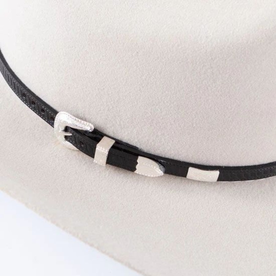 Hats * | Black Leather Hatband With Conchos