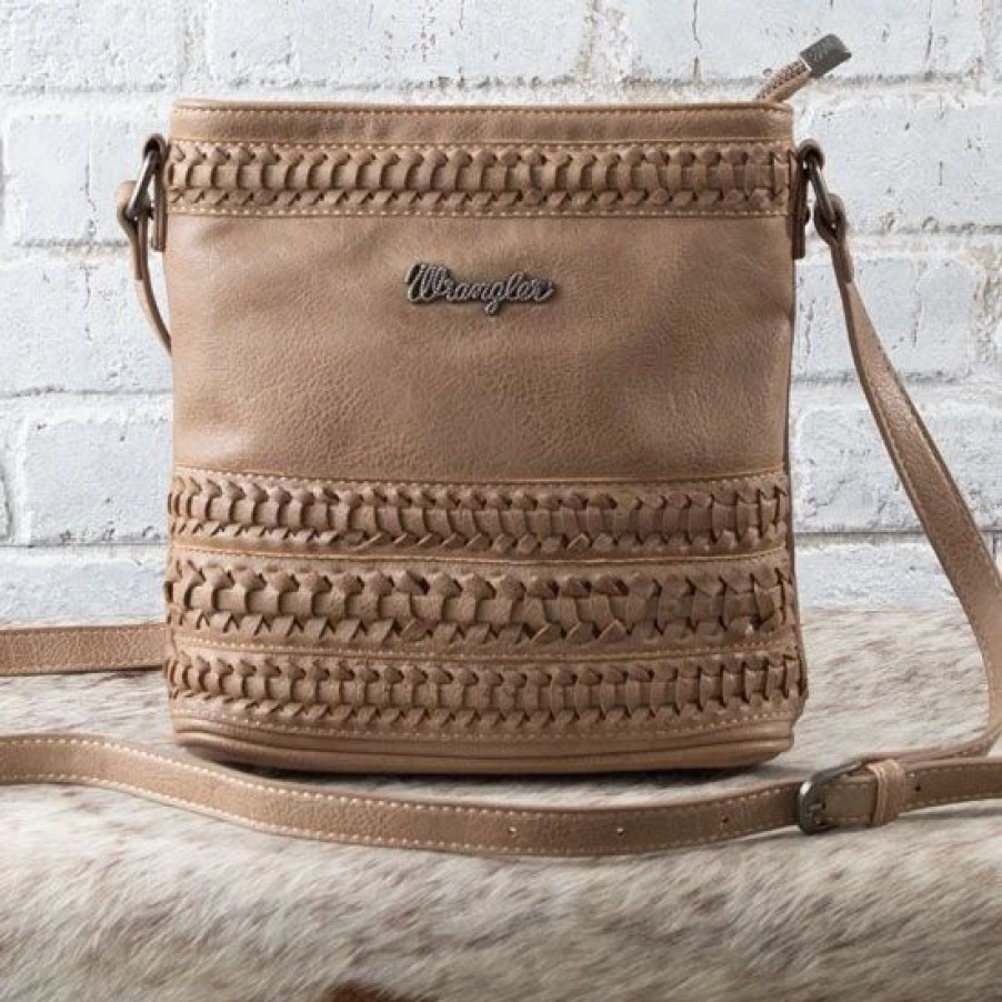 Handbags * | Wrangler Tan Stitch Concealed Carry Crossbody