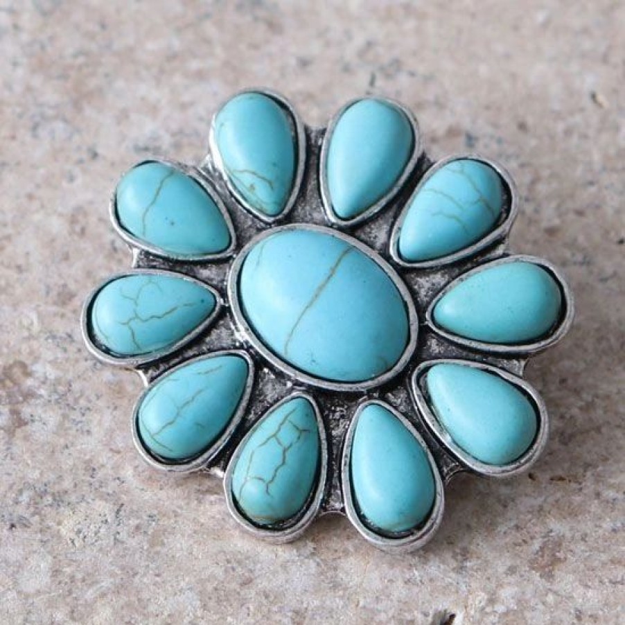 Jewelry * | West And Company Turquoise Flower Brooch