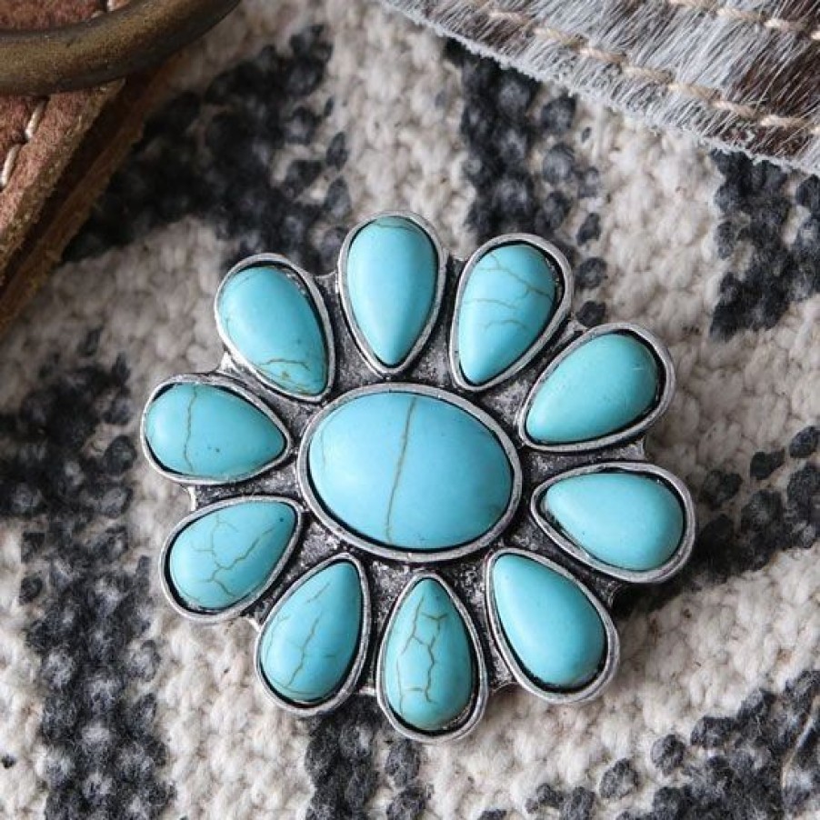 Jewelry * | West And Company Turquoise Flower Brooch