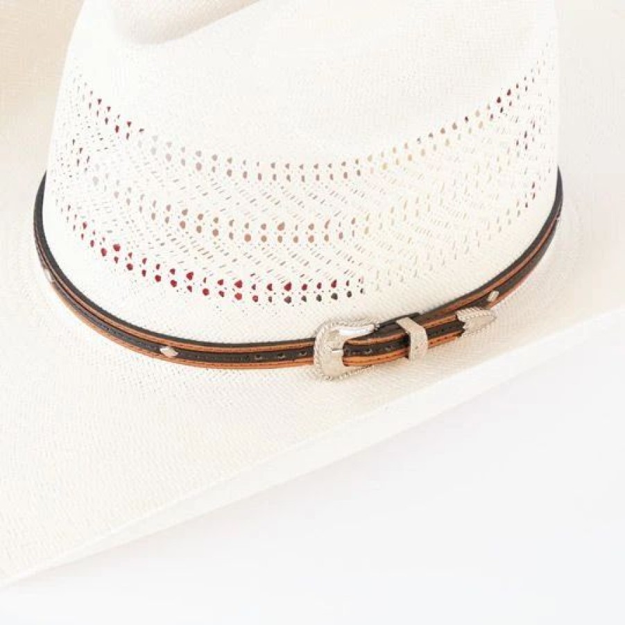 Hats * | M And F Two Toned Brown Leather Hatband