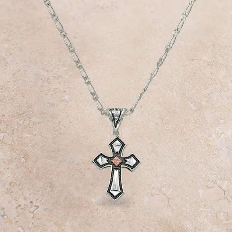 Jewelry * | Montana Silversmiths Montana Two Tone Cross Necklace