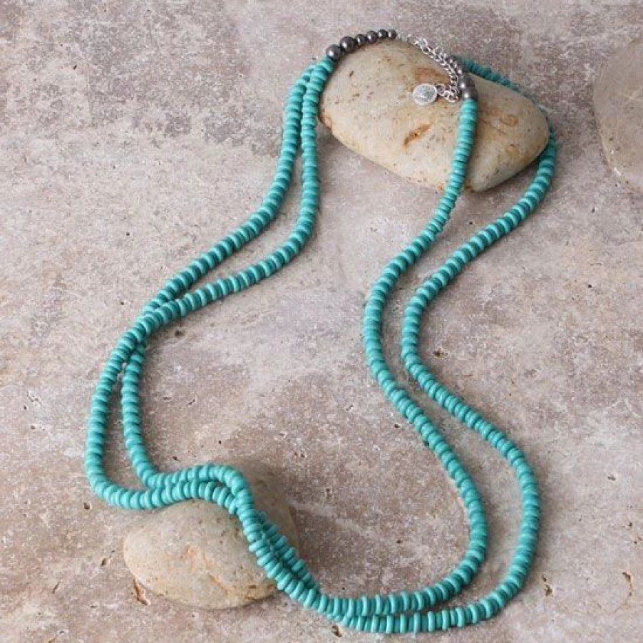 Jewelry * | West And Company Turquoise Saucer Beaded Necklace