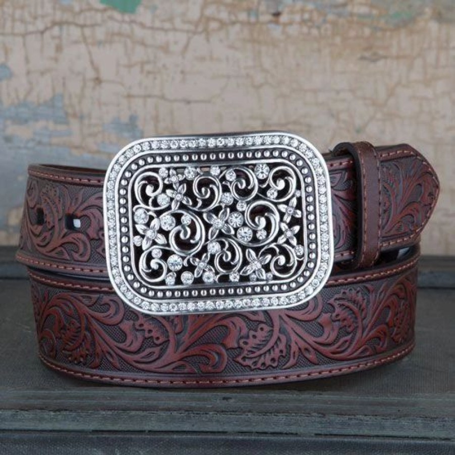 Belts * | Ariat Ladies' Tooled Belt