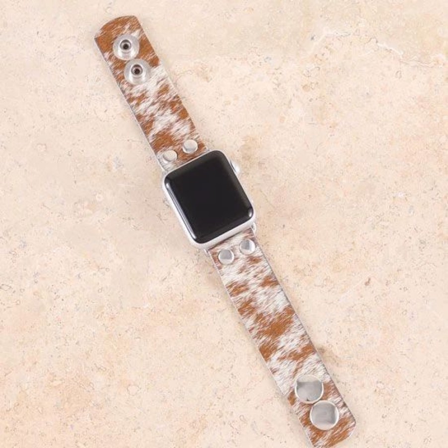 Jewelry * | Brown & White Cowhide Apple Watch Band