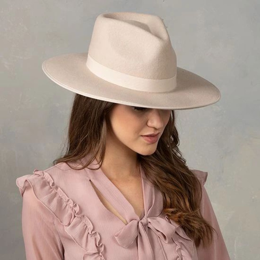 Hats * | Country Grace Barry Beige Rancher Fedora