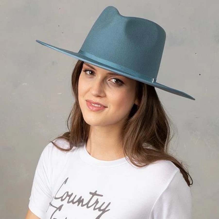 Hats * | Country Grace Billie Powder Blue Fedora