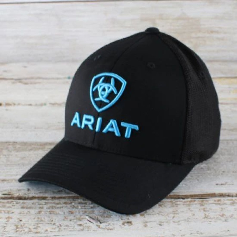 Hats * | Ariat Flex Fit Black Cap