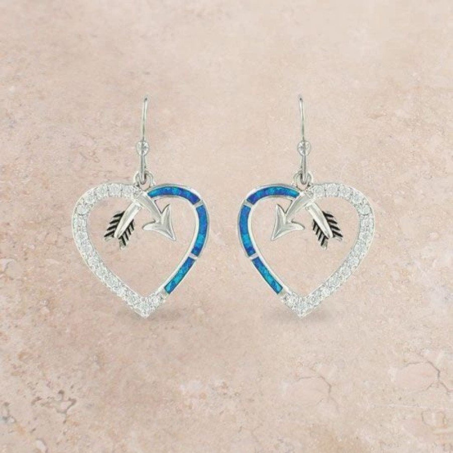 Jewelry * | Montana Silversmiths Follow Your Arrow Opal Heart Earrings