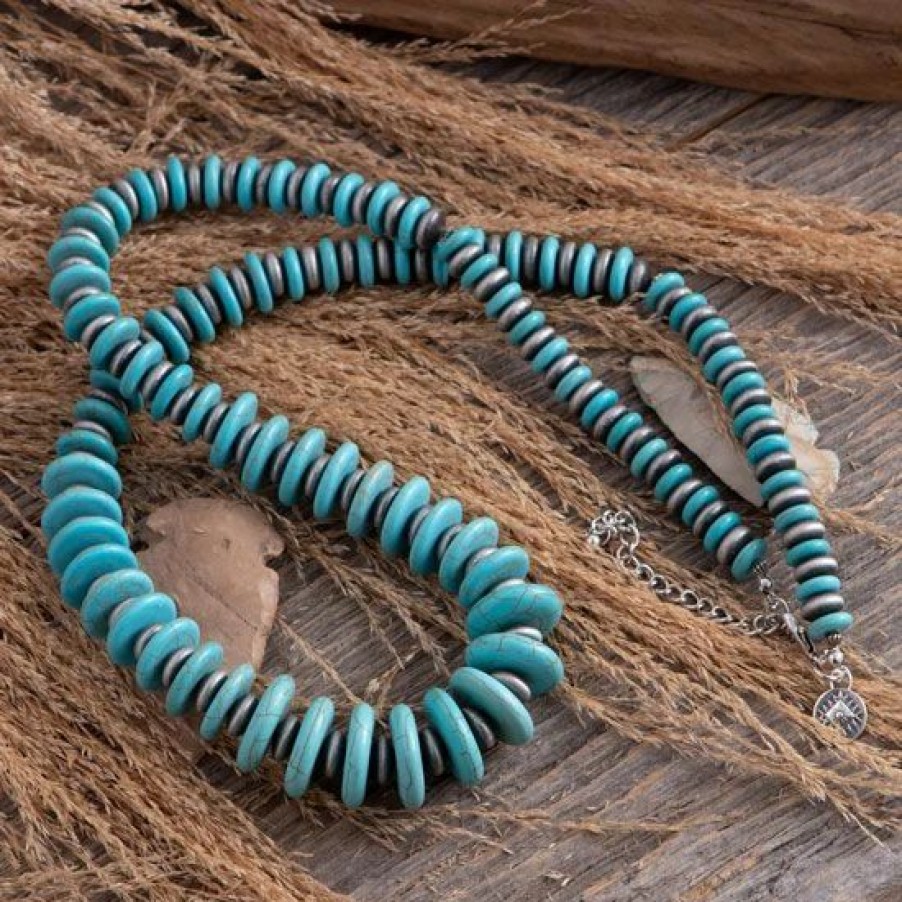 Jewelry * | West And Company Turquoise Navajo Beaded Necklace