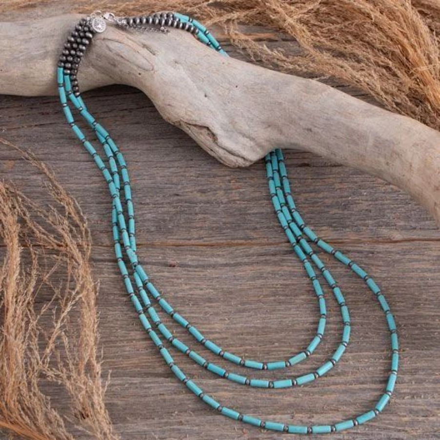 Jewelry * | West And Company Turquoise Layered Faux Navajo Beaded Necklace