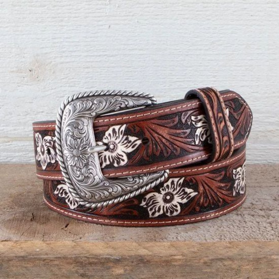 Belts * | Roper Yucca Valley Floral Tooled Belt