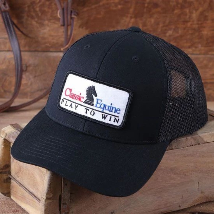 Hats * | Classic Equine Embroidered Patch Black Ball Cap