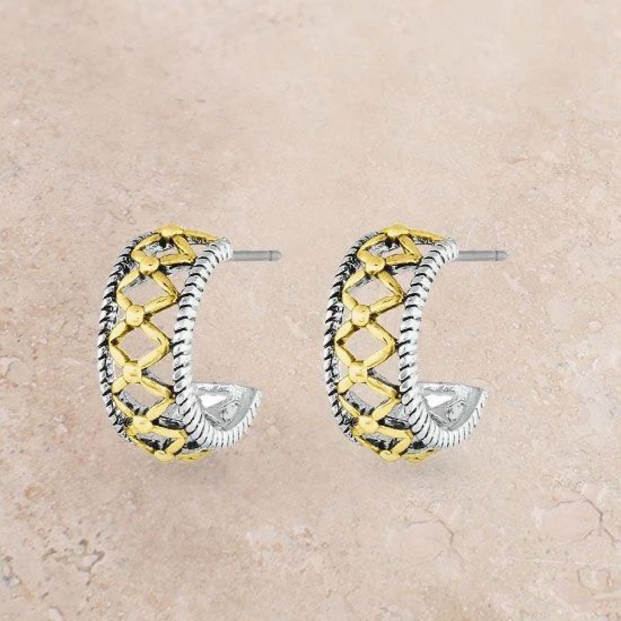 Jewelry * | Montana Silversmiths Gold Woven Hoop Earrings