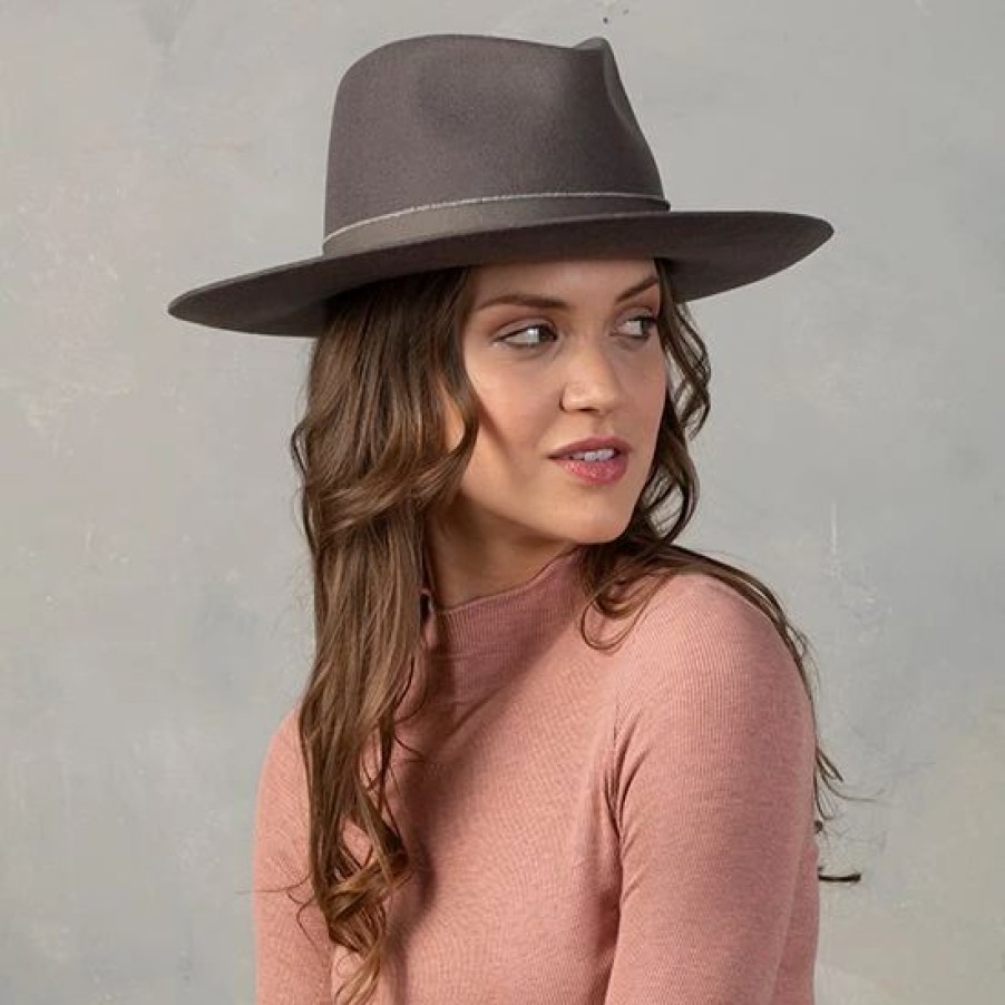 Hats * | Country Grace Grey Kaia Wool Felt Hat