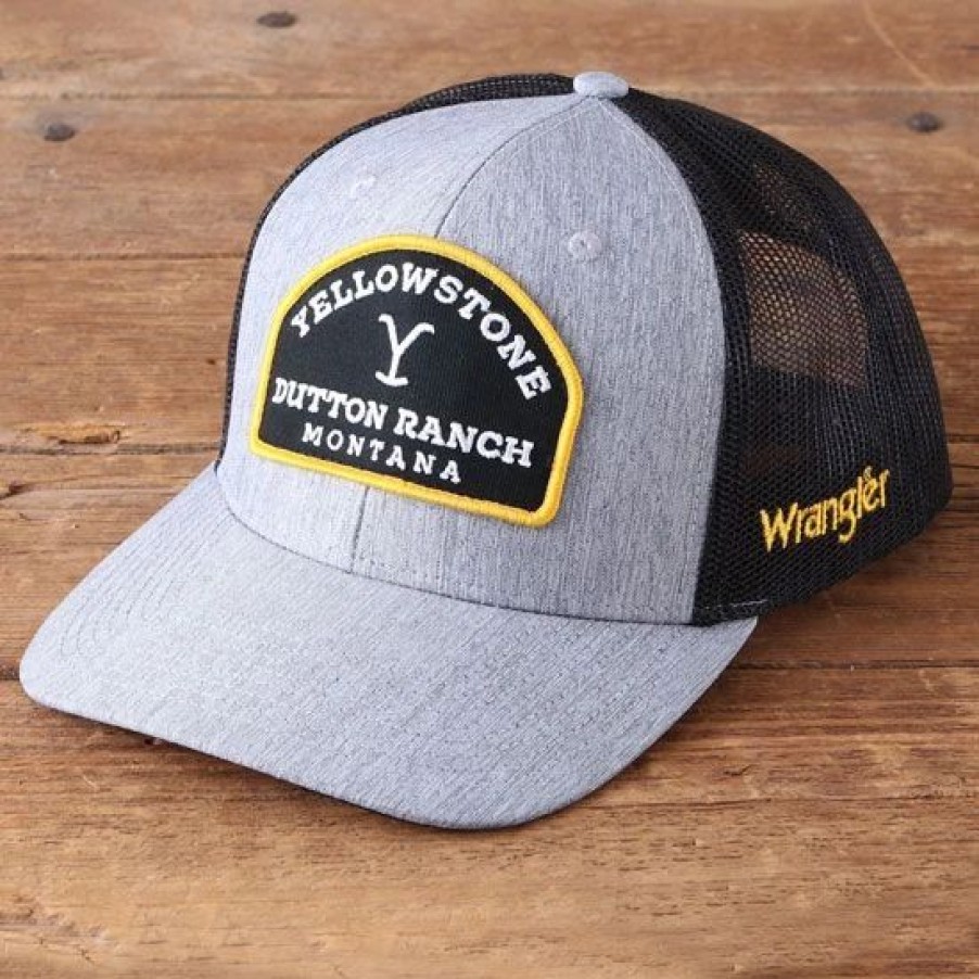 Hats * | Wrangler Yellowstone Patch Grey Ball Cap