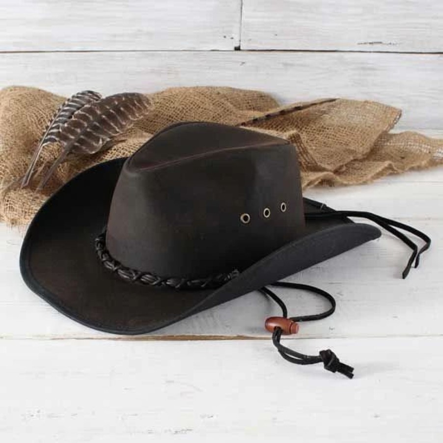 Hats * | Outback Trading Company Brown Oilskin Bootlegger Hat