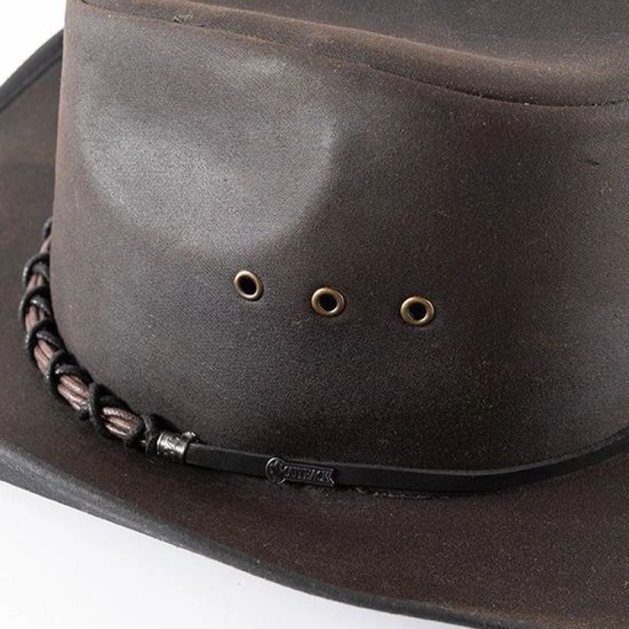 Hats * | Outback Trading Company Brown Oilskin Bootlegger Hat