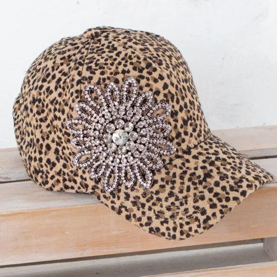 Hats * | Olive And Pique Olive & Pique Leopard Bling Cap