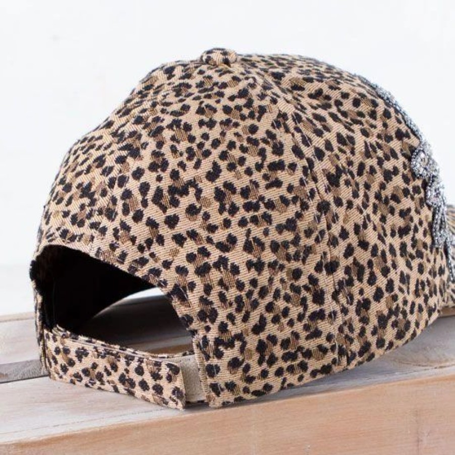 Hats * | Olive And Pique Olive & Pique Leopard Bling Cap