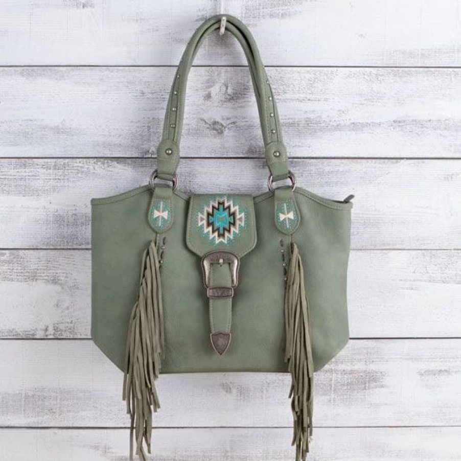 Handbags * | Montana West Darby Green Aztec Handbag