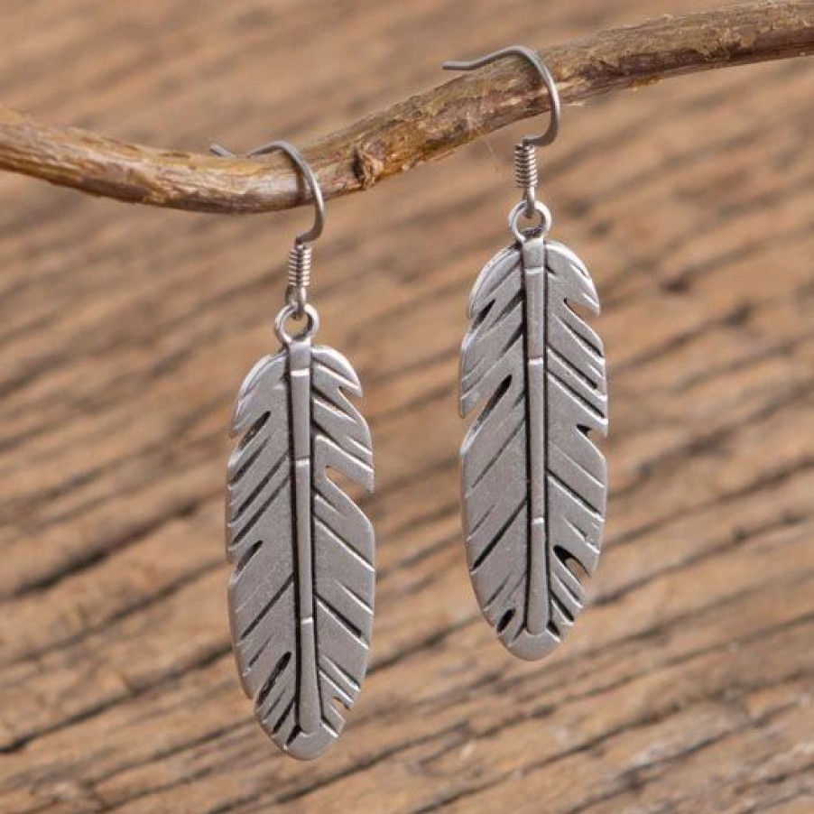 Jewelry * | Cowboy Collectibles Feather Dangle Earrings