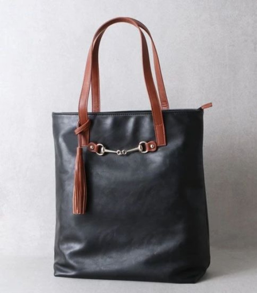 Handbags * | Black Snaffle Bit Tote